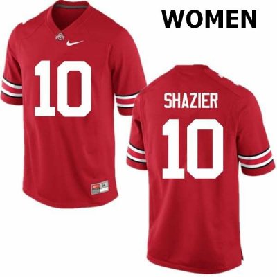 NCAA Ohio State Buckeyes Women's #10 Ryan Shazier Red Nike Football College Jersey DBR4445RS